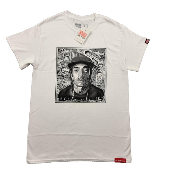 The Marathon Clothing Shirt Mens Small White Graphic TMC Crenshaw Run A Lap Tee - Picture 1 of 10
